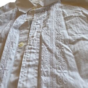 Banana Republic Cream Embroidered Button Down Shirt